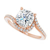 Cubic Zirconia Engagement Ring- The Essence (Customizable Artisan Cushion Cut Design with Thin, Accented Bypass Band)