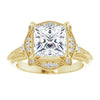 Cubic Zirconia Engagement Ring- The Ashton (Customizable Vintage Princess/Square Cut Design with Beaded Milgrain and Starburst Semi-Halo)