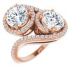 Cubic Zirconia Engagement Ring- The Anushka (Customizable Double Round Cut 2-Stone Style Enhanced with Accented Artisan Bypass Band)