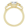 Cubic Zirconia Engagement Ring- The Carina Mixe (Customizable 3x Halo-Enhanced 3-stone Style with Cushion Cut Center and Round Cut Accents)