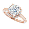 Cubic Zirconia Engagement Ring- The Honesty (Customizable Cathedral-Halo Cushion Cut Style featuring Sculptural Trellis)
