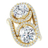 Cubic Zirconia Engagement Ring- The Anushka (Customizable Double Round Cut 2-Stone Style Enhanced with Accented Artisan Bypass Band)
