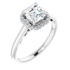 10K White Gold Customizable Cathedral-Halo Asscher Cut Style featuring Sculptural Trellis