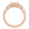 Cubic Zirconia Engagement Ring- The Astrid (Customizable Bezel-set Emerald Cut Design with Quad Horizontal Band Sleeves of Baguette Accents)
