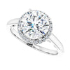Cubic Zirconia Engagement Ring- The Honesty (Customizable Cathedral-Halo Round Cut Style featuring Sculptural Trellis)