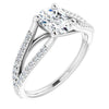 10K White Gold Customizable Cathedral-raised Oval Cut Center with Exquisite Accented Split-band