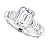 Cubic Zirconia Engagement Ring- The Astrid (Customizable Bezel-set Emerald Cut Design with Quad Horizontal Band Sleeves of Baguette Accents)
