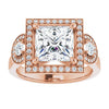 Cubic Zirconia Engagement Ring- The Carina Mixe (Customizable 3x Halo-Enhanced 3-stone Style with Princess/Square Cut Center and Round Cut Accents)