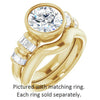 Cubic Zirconia Engagement Ring- The Astrid (Customizable Bezel-set Round Cut Design with Quad Horizontal Band Sleeves of Baguette Accents)