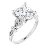 Platinum Customizable 7-stone Design with Princess/Square Cut Center Plus Sculptural Band and Filigree