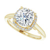 Cubic Zirconia Engagement Ring- The Honesty (Customizable Cathedral-Halo Cushion Cut Style featuring Sculptural Trellis)