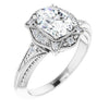 Cubic Zirconia Engagement Ring- The Ashton (Customizable Vintage Oval Cut Design with Beaded Milgrain and Starburst Semi-Halo)