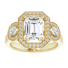 Cubic Zirconia Engagement Ring- The Carina Mixe (Customizable 3x Halo-Enhanced 3-stone Style with Radiant Cut Center and Round Cut Accents)