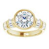 Cubic Zirconia Engagement Ring- The Astrid (Customizable Bezel-set Round Cut Design with Quad Horizontal Band Sleeves of Baguette Accents)