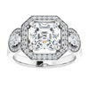 Cubic Zirconia Engagement Ring- The Carina Mixe (Customizable 3x Halo-Enhanced 3-stone Style with Asscher Cut Center and Round Cut Accents)