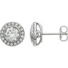 **Cubic Zirconia Earrings- Customizable Center Stone Halo-Style Earring Set