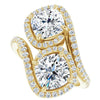 Cubic Zirconia Engagement Ring- The Anushka (Customizable Double Cushion Cut 2-Stone Style Enhanced with Accented Artisan Bypass Band)