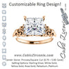 Cubic Zirconia Engagement Ring- The Lark (Customizable 7-stone Princess/Square Cut Design with Vertical Round-Channel Accents)