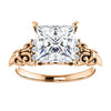 Cubic Zirconia Engagement Ring- The Lark (Customizable 7-stone Princess/Square Cut Design with Vertical Round-Channel Accents)