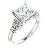 Cubic Zirconia Engagement Ring- The Lark (Customizable 7-stone Princess/Square Cut Design with Vertical Round-Channel Accents)