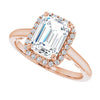 Cubic Zirconia Engagement Ring- The Honesty (Customizable Cathedral-Halo Radiant Cut Style featuring Sculptural Trellis)
