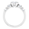 Cubic Zirconia Engagement Ring- The Astrid (Customizable Bezel-set Oval Cut Design with Quad Horizontal Band Sleeves of Baguette Accents)