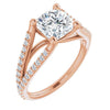 Cubic Zirconia Engagement Ring- The Addison (Customizable Cathedral-raised Cushion Cut Center with Exquisite Accented Split-band)