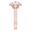 Cubic Zirconia Engagement Ring- The Carina Mixe (Customizable 3x Halo-Enhanced 3-stone Style with Asscher Cut Center and Round Cut Accents)