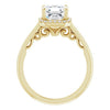 Cubic Zirconia Engagement Ring- The Honesty (Customizable Cathedral-Halo Asscher Cut Style featuring Sculptural Trellis)