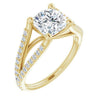 Cubic Zirconia Engagement Ring- The Addison (Customizable Cathedral-raised Cushion Cut Center with Exquisite Accented Split-band)