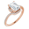 Cubic Zirconia Engagement Ring- The Essence (Customizable Artisan Emerald Cut Design with Thin, Accented Bypass Band)
