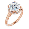 10K Rose Gold Customizable Cathedral-Halo Round Cut Style featuring Sculptural Trellis