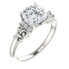 Cubic Zirconia Engagement Ring- The Lark (Customizable 7-stone Cushion Cut Design with Vertical Round-Channel Accents)