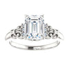 Cubic Zirconia Engagement Ring- The Lark (Customizable 7-stone Emerald Cut Design with Vertical Round-Channel Accents)
