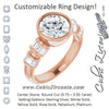 Cubic Zirconia Engagement Ring- The Astrid (Customizable Bezel-set Round Cut Design with Quad Horizontal Band Sleeves of Baguette Accents)