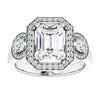 Cubic Zirconia Engagement Ring- The Carina Mixe (Customizable 3x Halo-Enhanced 3-stone Style with Emerald Cut Center and Round Cut Accents)