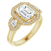 Cubic Zirconia Engagement Ring- The Carina Mixe (Customizable 3x Halo-Enhanced 3-stone Style with Emerald Cut Center and Round Cut Accents)