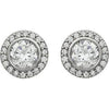 **Cubic Zirconia Earrings- Customizable Center Stone Halo-Style Earring Set