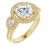 Cubic Zirconia Engagement Ring- The Carina Mixe (Customizable 3x Halo-Enhanced 3-stone Style with Round Cut Center and Round Cut Accents)