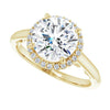 Cubic Zirconia Engagement Ring- The Honesty (Customizable Cathedral-Halo Round Cut Style featuring Sculptural Trellis)
