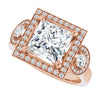 Cubic Zirconia Engagement Ring- The Carina Mixe (Customizable 3x Halo-Enhanced 3-stone Style with Princess/Square Cut Center and Round Cut Accents)