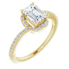 10K Yellow Gold Customizable Artisan Emerald/Radiant Cut Design with Thin, Accented Bypass Band