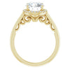 Cubic Zirconia Engagement Ring- The Honesty (Customizable Cathedral-Halo Round Cut Style featuring Sculptural Trellis)