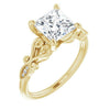 10K Yellow Gold Customizable 7-stone Design with Princess/Square Cut Center Plus Sculptural Band and Filigree