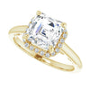 Cubic Zirconia Engagement Ring- The Honesty (Customizable Cathedral-Halo Asscher Cut Style featuring Sculptural Trellis)