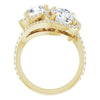Cubic Zirconia Engagement Ring- The Anushka (Customizable Double Round Cut 2-Stone Style Enhanced with Accented Artisan Bypass Band)