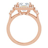 Cubic Zirconia Engagement Ring- The Carina Mixe (Customizable 3x Halo-Enhanced 3-stone Style with Princess/Square Cut Center and Round Cut Accents)