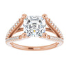Cubic Zirconia Engagement Ring- The Addison (Customizable Cathedral-raised Asscher Cut Center with Exquisite Accented Split-band)