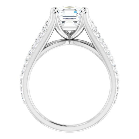 10K Rose Gold Customizable Cathedral-raised Asscher Cut Center with Exquisite Accented Split-band