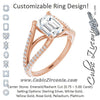 Cubic Zirconia Engagement Ring- The Addison (Customizable Cathedral-raised Emerald Cut Center with Exquisite Accented Split-band)